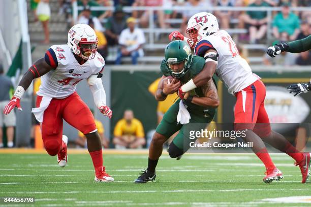 Anu Solomon of the Baylor Bears scrambles against the Liberty Flames during a football game at McLane Stadium on September 2, 2017 in Waco, Texas.