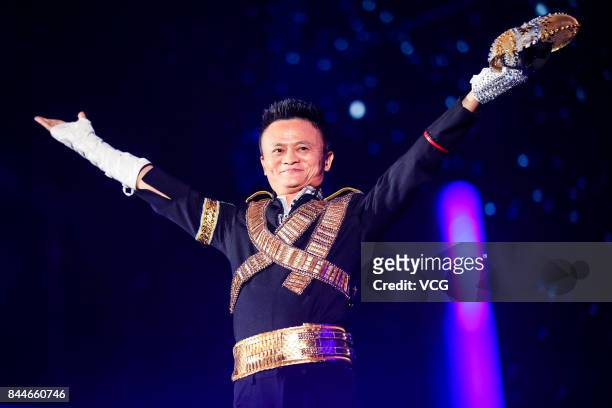 Alibaba Group Chairman Jack Ma performs during the 18th anniversary of Alibaba Group at the Yellow Dragon Sports Center on September 8, 2017 in...