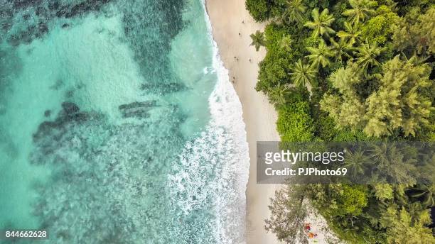 aerial view of anse takamaka -  mahe island - pjphoto69 stock pictures, royalty-free photos & images