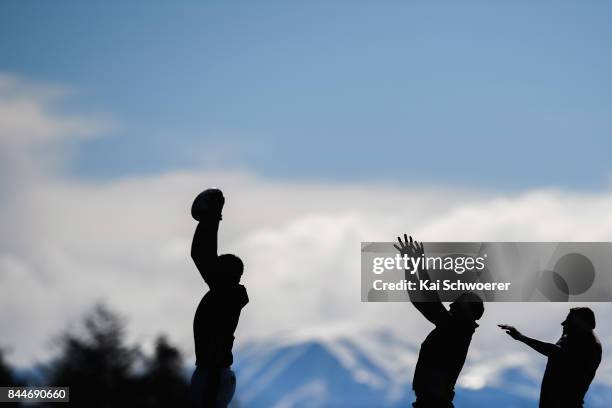 Lineout is seen during the Heartland Championship match between Mid Canterbury and South Canterbury on September 9, 2017 in Ashburton, New Zealand.