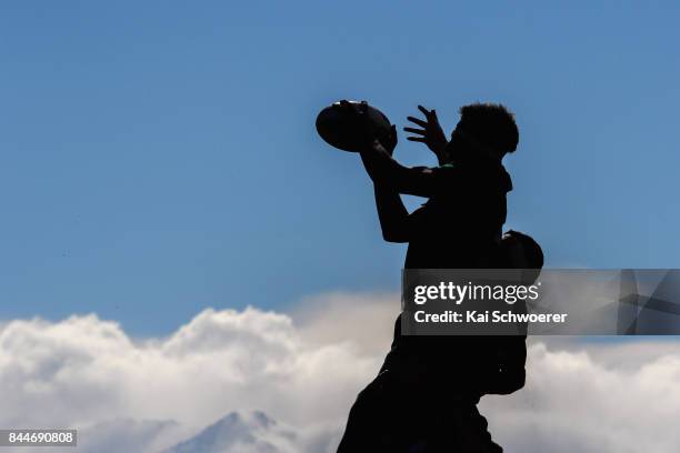 Lineout is seen during the Heartland Championship match between Mid Canterbury and South Canterbury on September 9, 2017 in Ashburton, New Zealand.