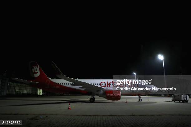 An Air Berlin plane is pictured at Munich International Airport on September 9, 2017 in Erding, Germany.