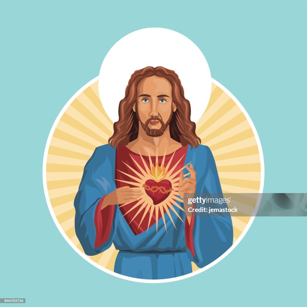 Jesus Label Jesus Christ Sacred Heart Label High-Res Vector Graphic - Getty Images
