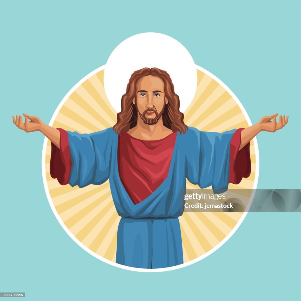 Jesus Label Jesus Christ Religious Image Label High-Res Vector Graphic - Getty Images