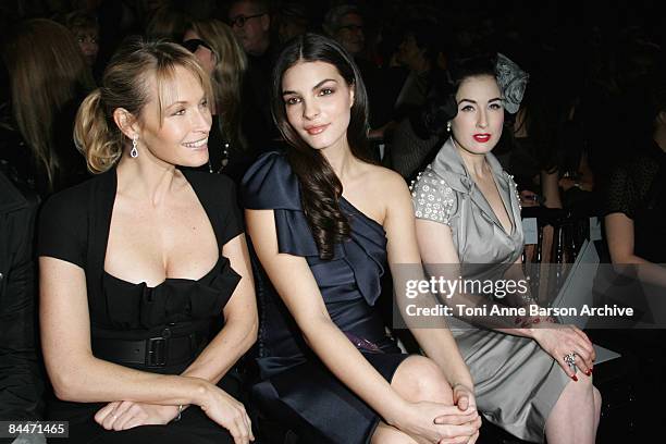 Estelle Lefebure, Bojana Panic and Dita Von Teese attend the Christian Dior fashion show during Paris Fashion Week Haute Couture Spring/Summer 2009...