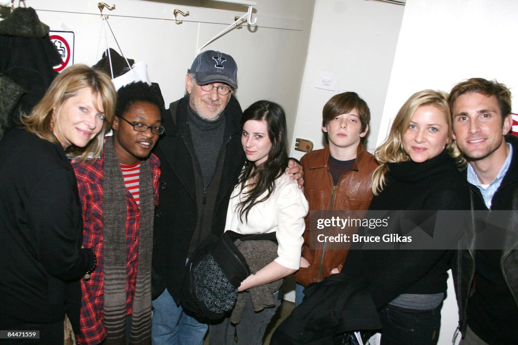 Steven Spielberg and Family Visit Cast of  "Spring Awakening" on Broadway - December 28, 2006