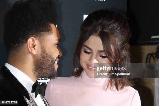 Singers The Weeknd and Selena Gomez attend the 2017 Harper's Bazaar Icons at The Plaza Hotel on September 8, 2017 in New York City.