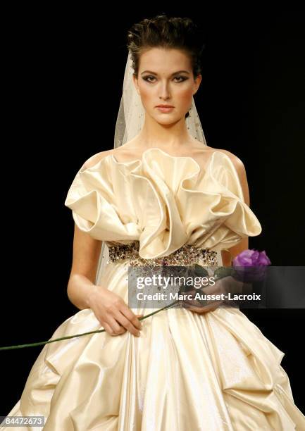 Model walks the runway at Georges Hobeika Haute-Couture Spring-Summer 2009 fashion show at the Four Seasons Hotel George V Paris on January 26, 2009...