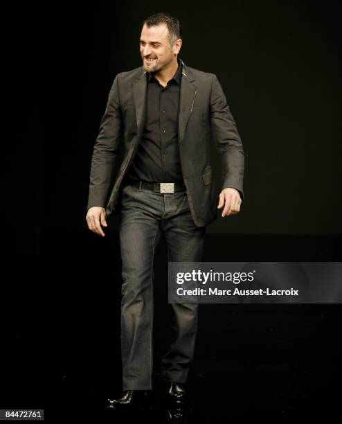 Lebanese designer Georges Hobeika walks the runway at Georges Hobeika Haute-Couture Spring-Summer 2009 fashion show at the Four Seasons Hotel George...