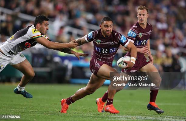 Dylan Walker of the Sea Eagles in action during the NRL Elimination Final match between the Manly Sea Eagles and the Penrith Panthers at Allianz...