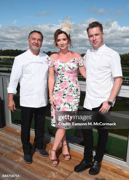 Raymond Blanc, Candice Brown and James Tanner at the Festival of Food & Wine Racing Weekend, Ascot Racecourse on September 9, 2017 in Ascot, England.