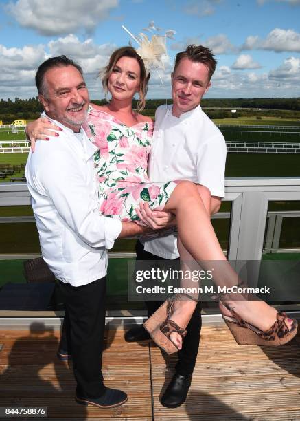 Raymond Blanc, Candice Brown and James Tanner at the Festival of Food & Wine Racing Weekend, Ascot Racecourse on September 9, 2017 in Ascot, England.