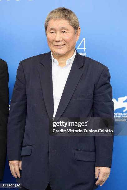 Takeshi Kitano attends the 'Outrage Coda' photocall during the 74th Venice Film Festival at Sala Casino on September 9, 2017 in Venice, Italy.