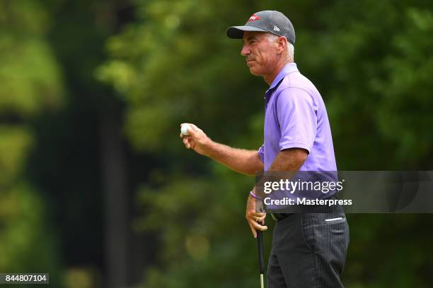 Corey Pavin of the United States reacts during the second round of the Japan Airlines Championship at Narita Golf Club-Accordia Golf on September 9,...