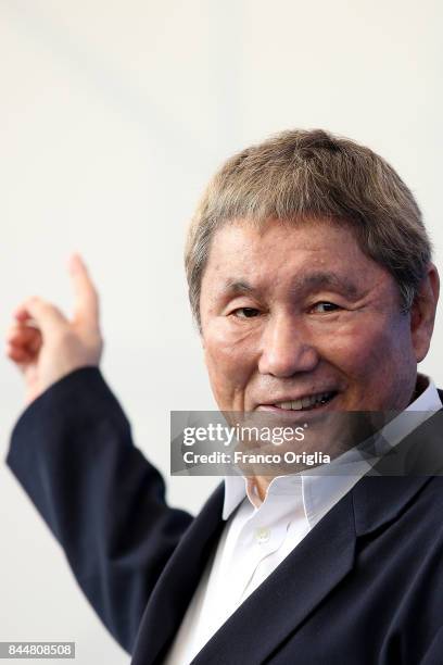 Takeshi Kitano attends the 'Outrage Coda' photocall during the 74th Venice Film Festival at Sala Casino on September 9, 2017 in Venice, Italy.