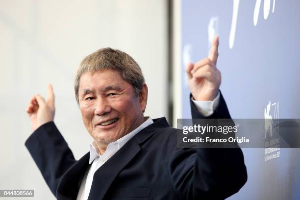 Takeshi Kitano attends the 'Outrage Coda' photocall during the 74th Venice Film Festival at Sala Casino on September 9, 2017 in Venice, Italy.