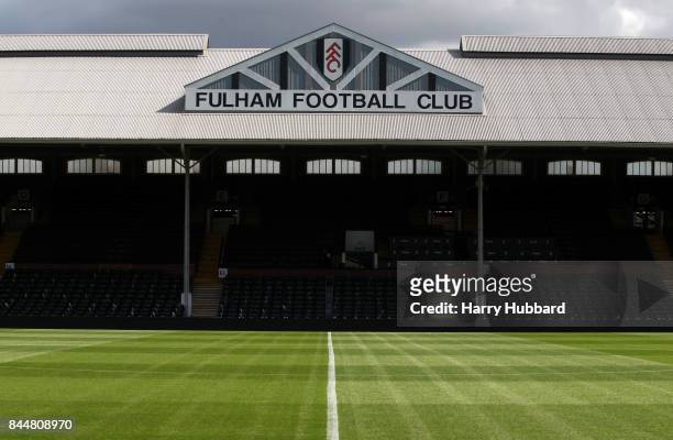 General view of Craven Cottage before the Sky Bet Championship match between Fulham and Cardiff City at Craven Cottage on September 9, 2017 in...