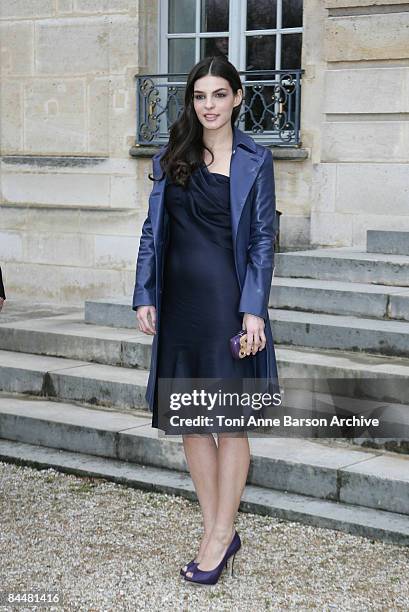 Bojana Panic attends the Christian Dior fashion show during Paris Haute Couture Fashion Week Spring/Summer 2009 at Musee Rodin on January 26, 2009 in...