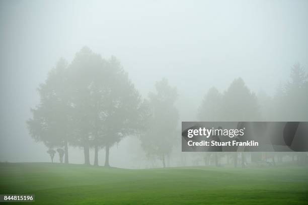 General view of the course during poor weather conditions during Day Three of the 2017 Omega Masters at Crans-sur-Sierre Golf Club on September 9,...