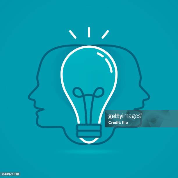 thinking lightbulb teamwork - human interest stock illustrations