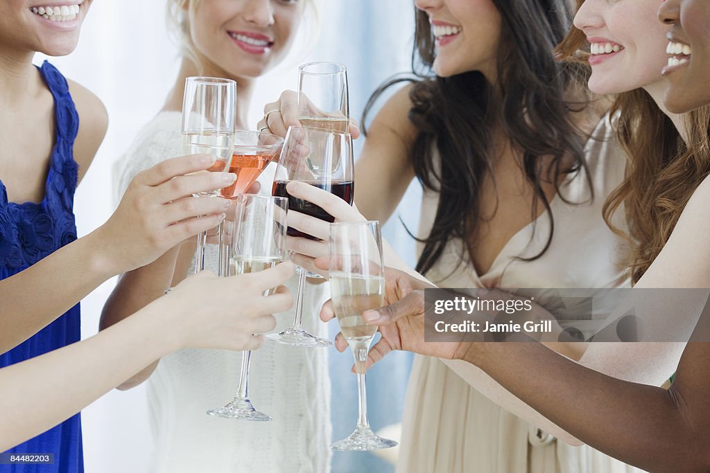 Group of women toasting at a party