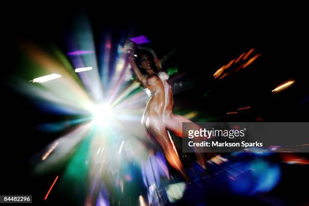 Tameka Dean performs on-stage during a Penthouse Award night celebrating her new title as 'Penthouse Pet of the Year' at the Men's Gallery on...
