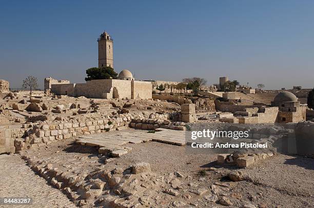 aleppo citadel ruins, syria - aleppo citadel foto e immagini stock