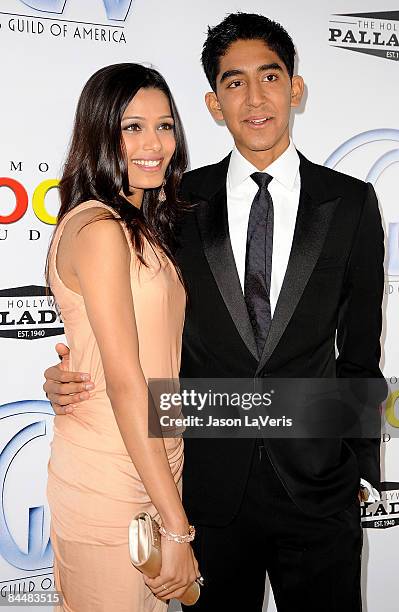 Actors Freida Pinto and Dev Patel attend the 20th annual Producers Guild Awards at the Hollywood Palladium on January 24, 2009 in Hollywood,...