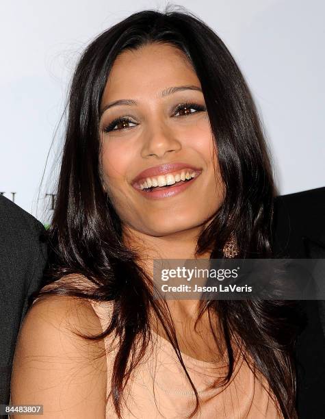 Actress Freida Pinto attends the 20th annual Producers Guild Awards at the Hollywood Palladium on January 24, 2009 in Hollywood, California.