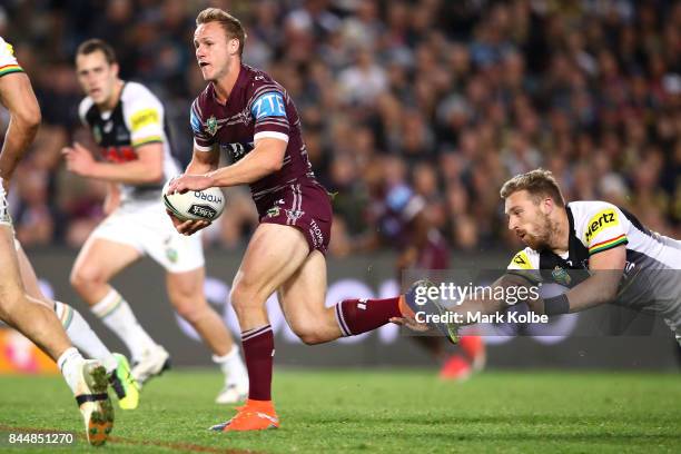 Daly Cherry-Evans of the Sea Eagles makes break during the NRL Elimination Final match between the Manly Sea Eagles and the Penrith Panthers at...