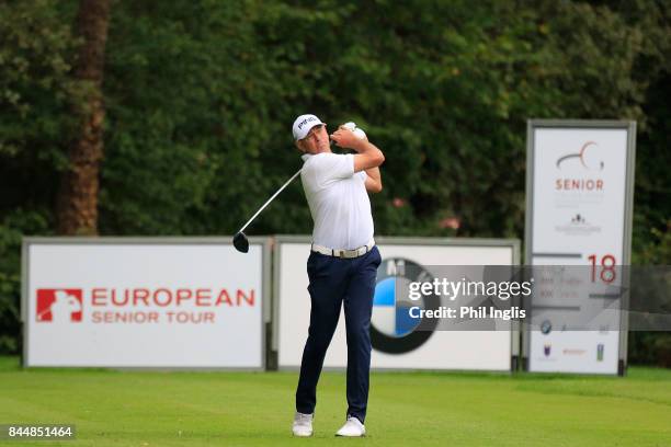 Peter Fowler of Australia in action during the second round of the Senior Italian Open presented by Villaverde Resort at Golf Club Udine on September...