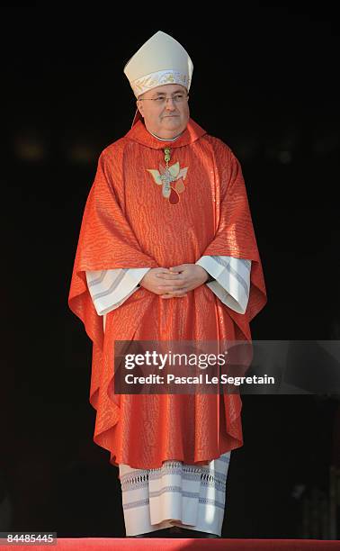 Archibishop Barsi arrives to celebrate a mass at the cathedral as part as the Sainte Devote ceremonies on January 27, 2009 in Monaco.