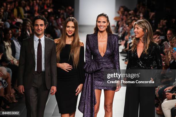 Zac Posen, Jesica Alba, Heidi Klum, and Nina Garcia greet the audience during the Project Runway Fashion Show at Gallery 1, Skylight Clarkson Sq on...