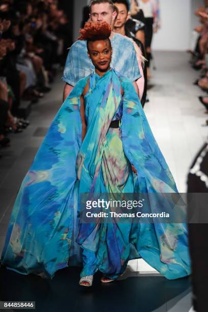 The designers parade during the finale of Project Runway at Gallery 1, Skylight Clarkson Sq on September 8, 2017 in New York City.