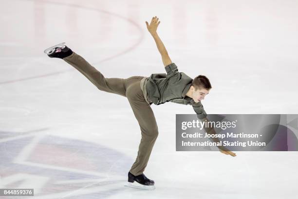 Ivan Pavlov of Ukraine competes in the Junior Men Free Skating during day 3 of the Riga Cup ISU Junior Grand Prix of Figure Skating at Volvo Sports...