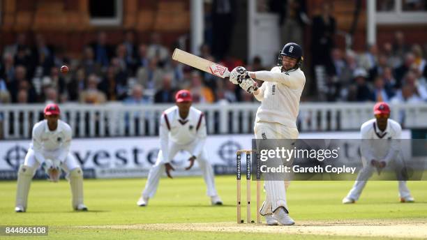 Mark Stoneman of England bats during day three of the 3rd Investec Test match between England and the West Indies at Lord's Cricket Ground on...