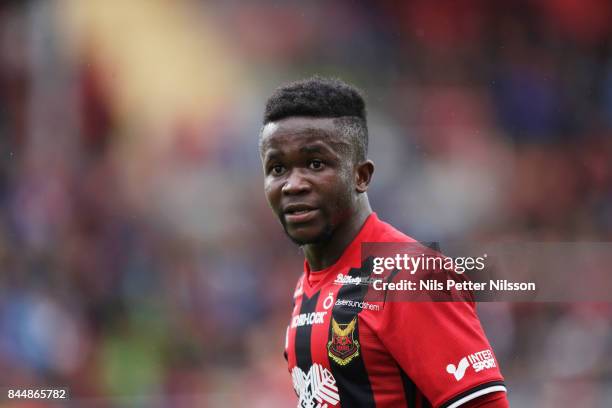 Frank Ahrin of Oestersunds FK during the Allsvenskan match between Ostersunds FK and Athletic FC Eskilstuna at Jamtkraft Arena on September 9, 2017...