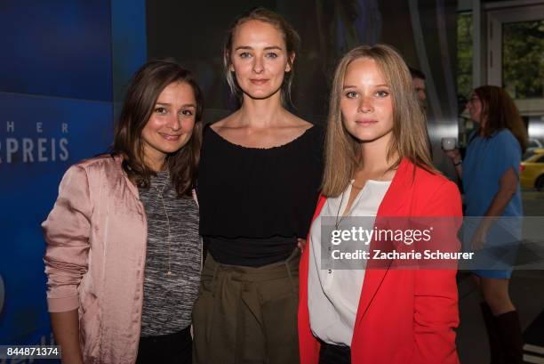 Sarah Alles, Anne-Catrin Mrzke and Sonja Gerhardt at Audi City Berlin on September 9, 2017 in Berlin, Germany.