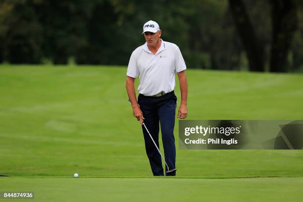 Peter Fowler of Australia in action during the second round of the Senior Italian Open presented by Villaverde Resort at Golf Club Udine on September...