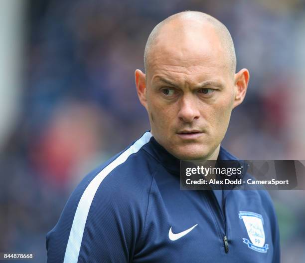 Preston North End manager Alex Neil during the Sky Bet Championship match between Preston North End and Barnsley at Deepdale on September 9, 2017 in...