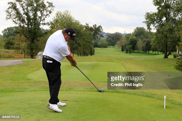 Costantino Rocca of Italy in action during the second round of the Senior Italian Open presented by Villaverde Resort at Golf Club Udine on September...