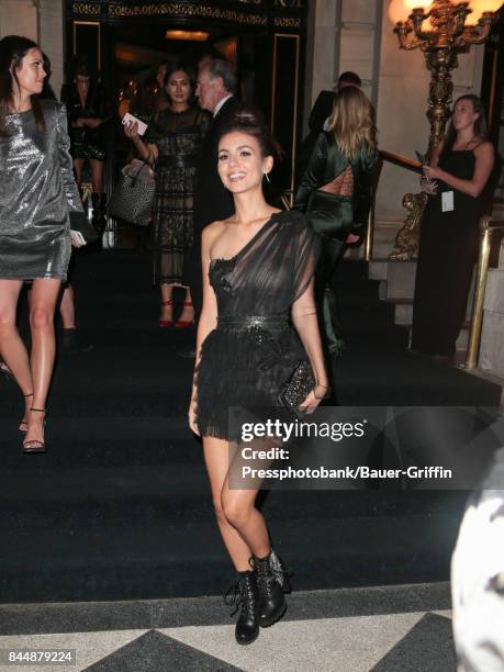 Victoria Justice is seen attending Harper's BAZAAR Celebration of 'ICONS By Carine Roitfeld' at The Plaza Hotel on September 08, 2017 in New York...