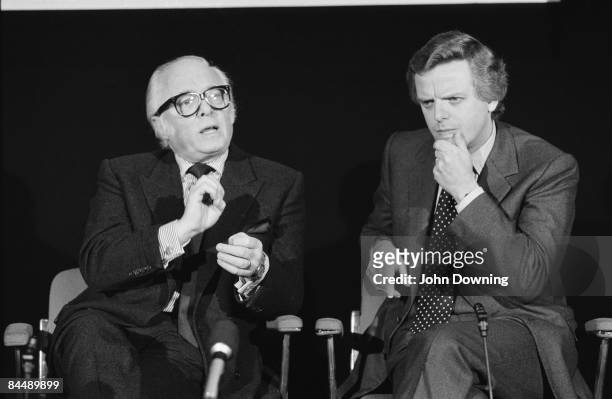 Michael Grade, the new chief executive of Channel 4, with Channel 4 chairman Sir Richard Attenborough, 18th November 1987.