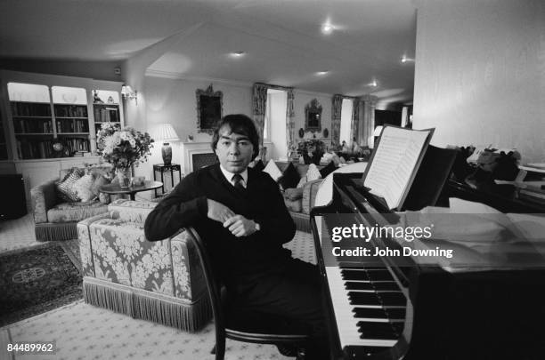 Composer Andrew Lloyd Webber at home in his Eaton Square apartment, London, February 1989.