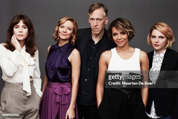 Anna Friel, Louisa Krause, Lodge Kerrigan, Carmen Ejogo, and Amy Seimetz from the series "The Girlfriend Experience" pose for a portrait during the...
