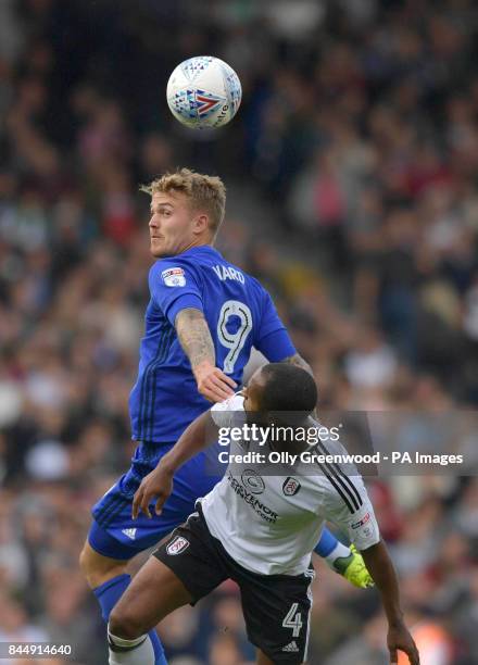 Fulham's Denis Odoi vies with Cardiff City's Danny Ward during the Sky Bet Championship match at Craven Cottage, London.