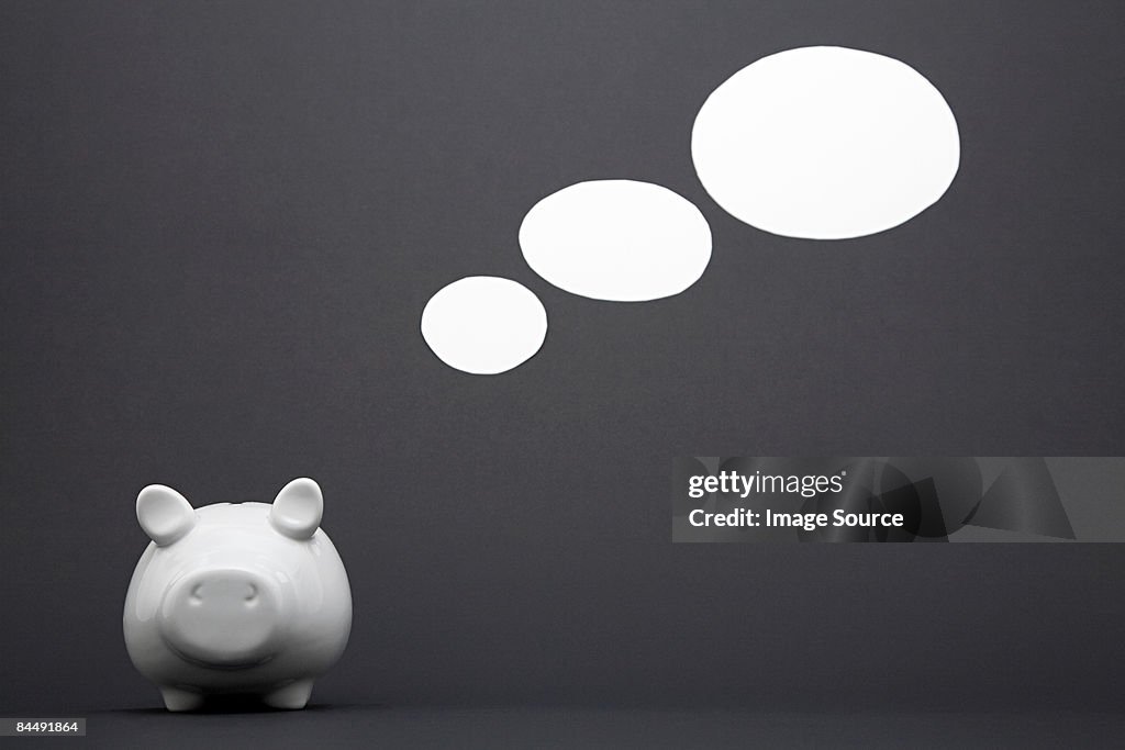 Piggybank with speech bubbles