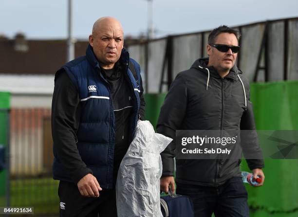 Galway , Ireland - 9 September 2017; Southern Kings head coach Deon Davids, left, arrives prior to the Guinness PRO14 Round 2 match between Connacht...