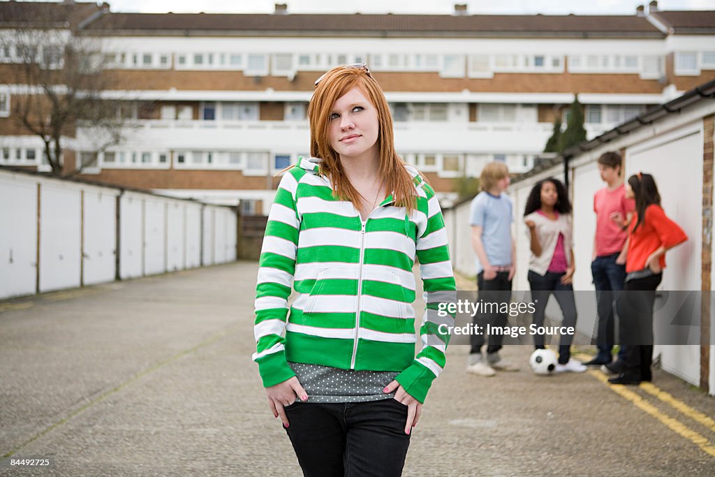 Teenagers by garages