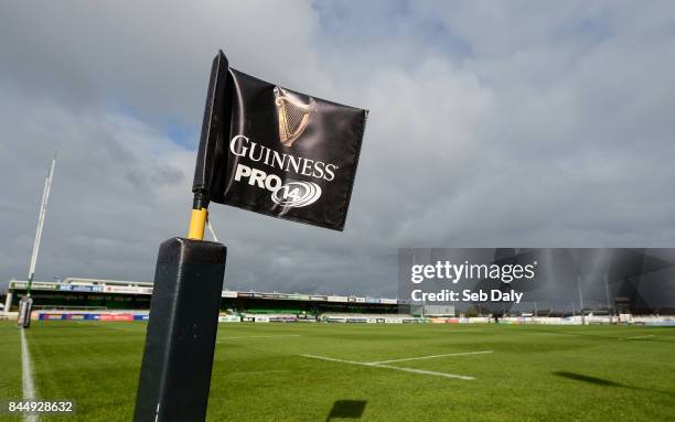 Galway , Ireland - 9 September 2017; A general view of a touch-line flag prior to the Guinness PRO14 Round 2 match between Connacht and Southern...